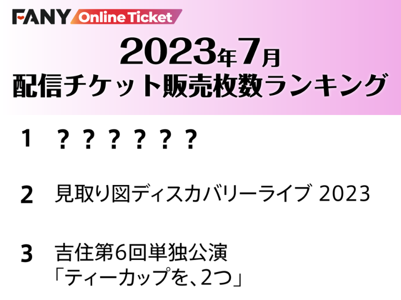 7月にFANYオンラインチケットで一番売れた公演は!?～2023年7月 FANY オンラインチケット 月間ランキング～