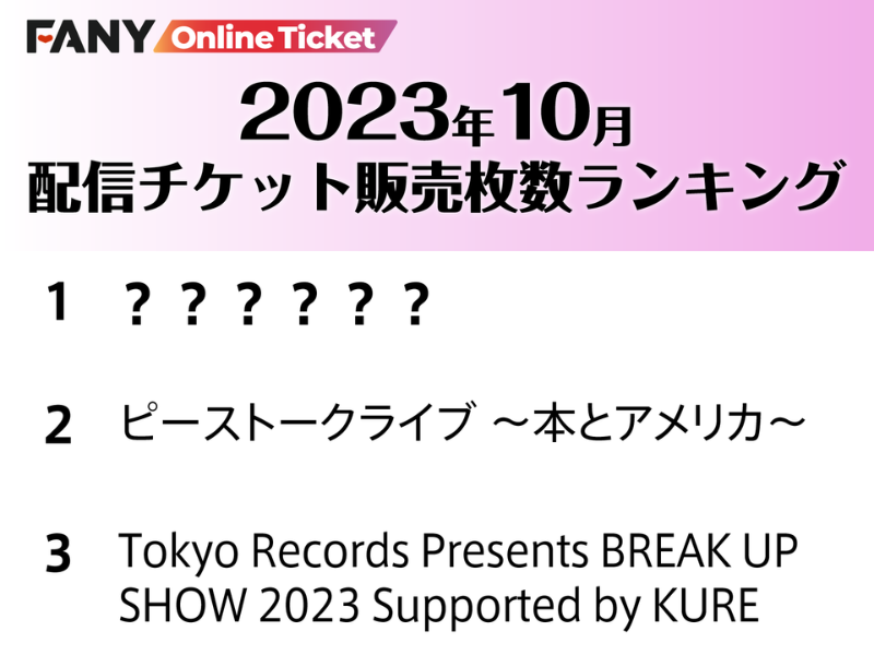 10月にFANYオンラインチケットで一番売れた公演は!?～2023年10月 FANY オンラインチケット 月間ランキング～