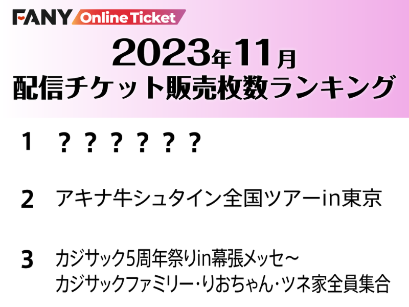 11月にFANYオンラインチケットで一番売れた公演は!?～2023年11月 FANY オンラインチケット 月間ランキング