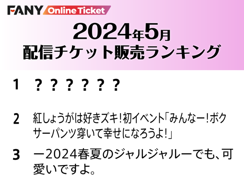 5月にFANYオンラインチケットで一番売れた公演は!?～2024年5月 FANY オンラインチケット 月間ランキング