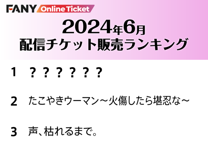 6月にFANYオンラインチケットで一番売れた公演は!?～2024年6月 FANY オンラインチケット 月間ランキング